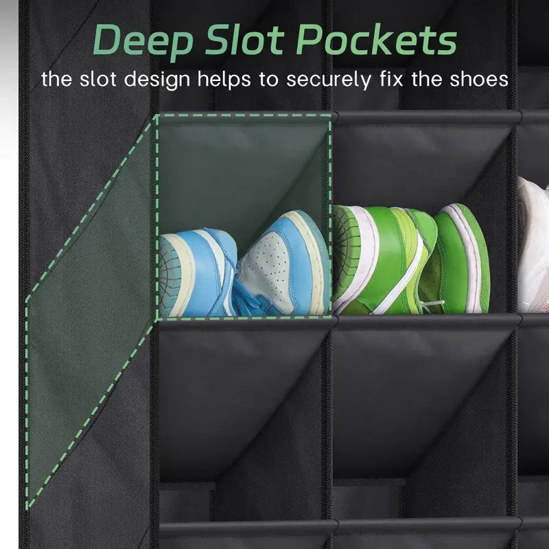 8-Tier Over-the-Door Shoe Organizer with 24 Deep Pockets – Hanging Storage Rack for Closet, Bedroom, Dorm, or Entryway