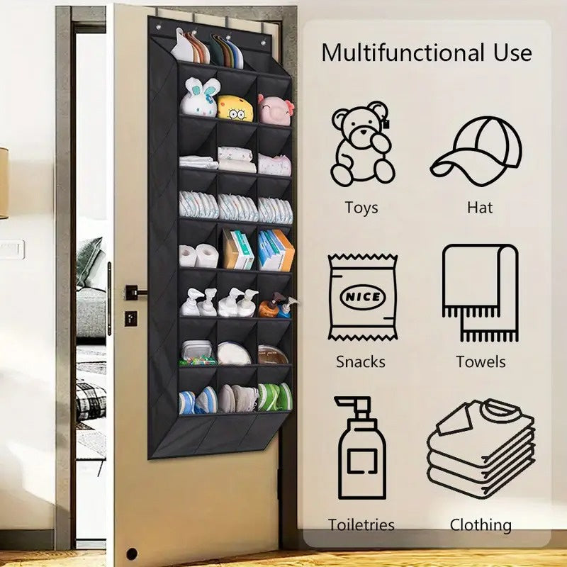 8-Tier Over-the-Door Shoe Organizer with 24 Deep Pockets – Hanging Storage Rack for Closet, Bedroom, Dorm, or Entryway
