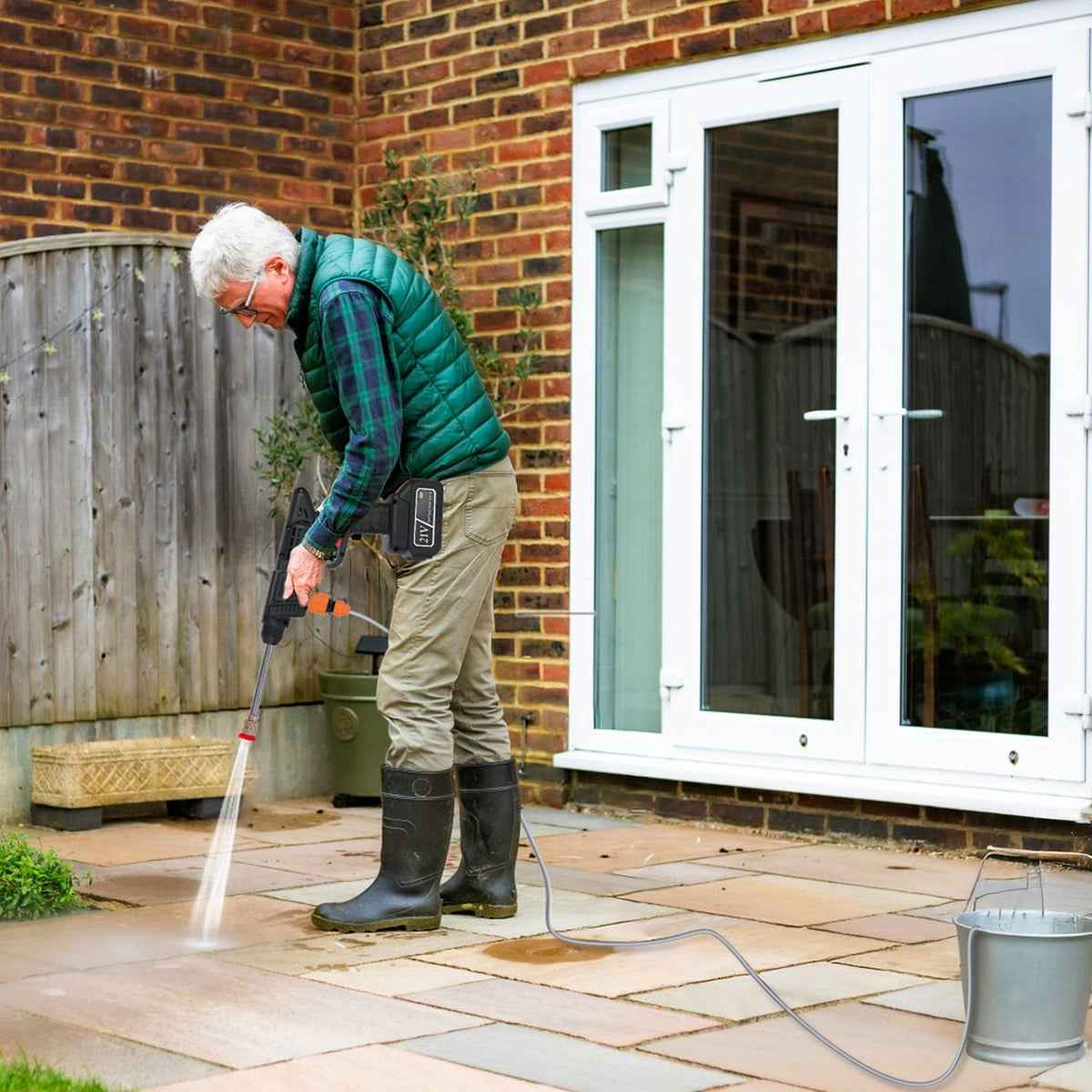 300W Cordless Pressure Washer 400PSI, 3-4H Charging 15Mins Working Time, Handheld Power Washer with Foam Bottle & Adjustable Nozzles for Multi-Scene Cleaning