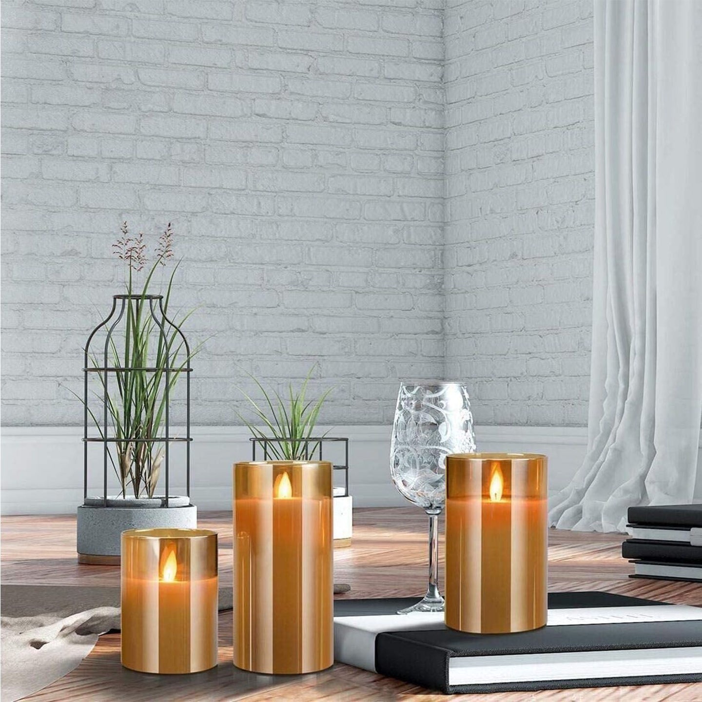Dimmable Flameless LED Candles 3-Pack, Real Wax Glass, Remote & Timer, Safe for Kids & Pets