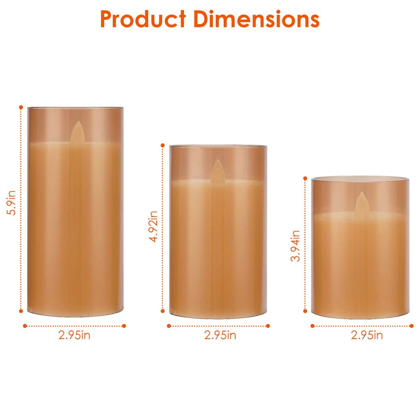 Dimmable Flameless LED Candles 3-Pack, Real Wax Glass, Remote & Timer, Safe for Kids & Pets