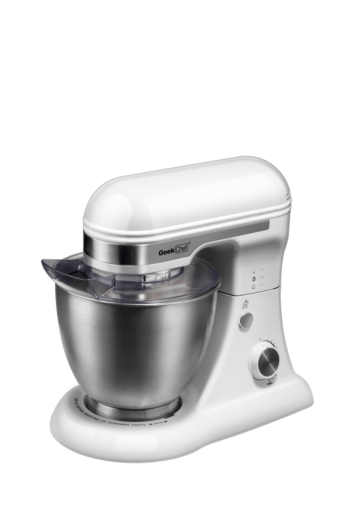 4.8QT Electric Stand Mixer – 12-Speed Tilt-Head with Dough Hook, Whisk & Beater, White