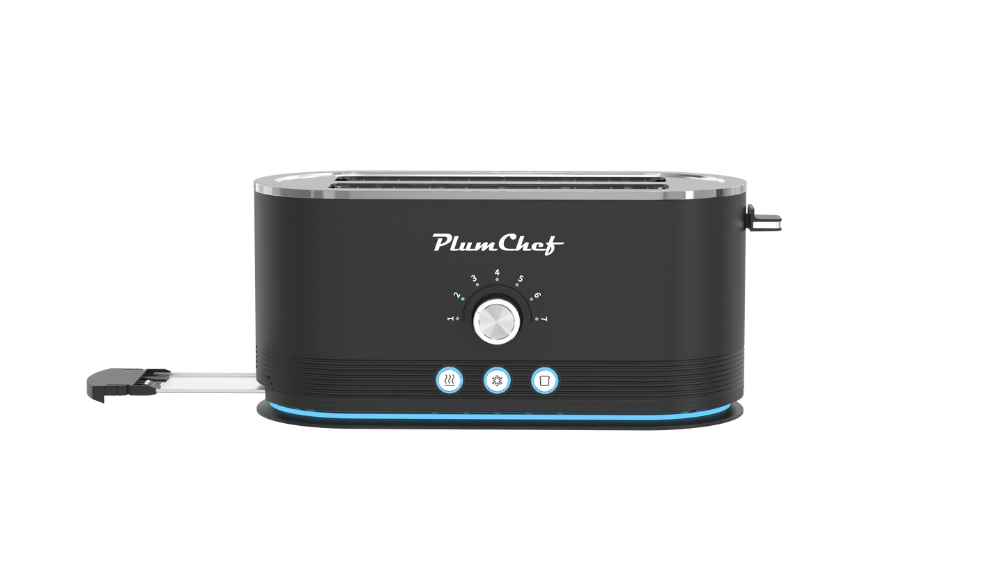 4-Slice Toaster, 7 Browning Settings, Defrost/Reheat Functions, Removable Crumb Tray, Full body Stainless Steel Housing, Anti-Fingerprint, Anti-Jam, 1350W, Black