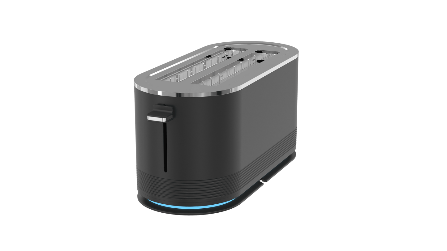 4-Slice Toaster, 7 Browning Settings, Defrost/Reheat Functions, Removable Crumb Tray, Full body Stainless Steel Housing, Anti-Fingerprint, Anti-Jam, 1350W, Black