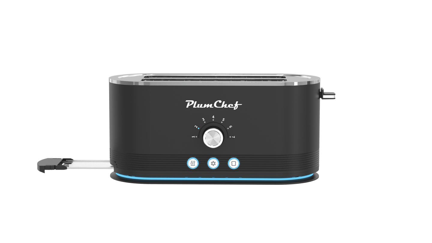 4-Slice Toaster, 7 Browning Settings, Defrost/Reheat Functions, Removable Crumb Tray, Full body Stainless Steel Housing, Anti-Fingerprint, Anti-Jam, 1350W, Black