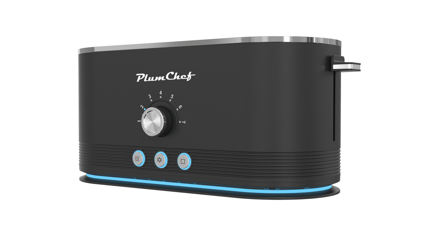 4-Slice Toaster, 7 Browning Settings, Defrost/Reheat Functions, Removable Crumb Tray, Full body Stainless Steel Housing, Anti-Fingerprint, Anti-Jam, 1350W, Black
