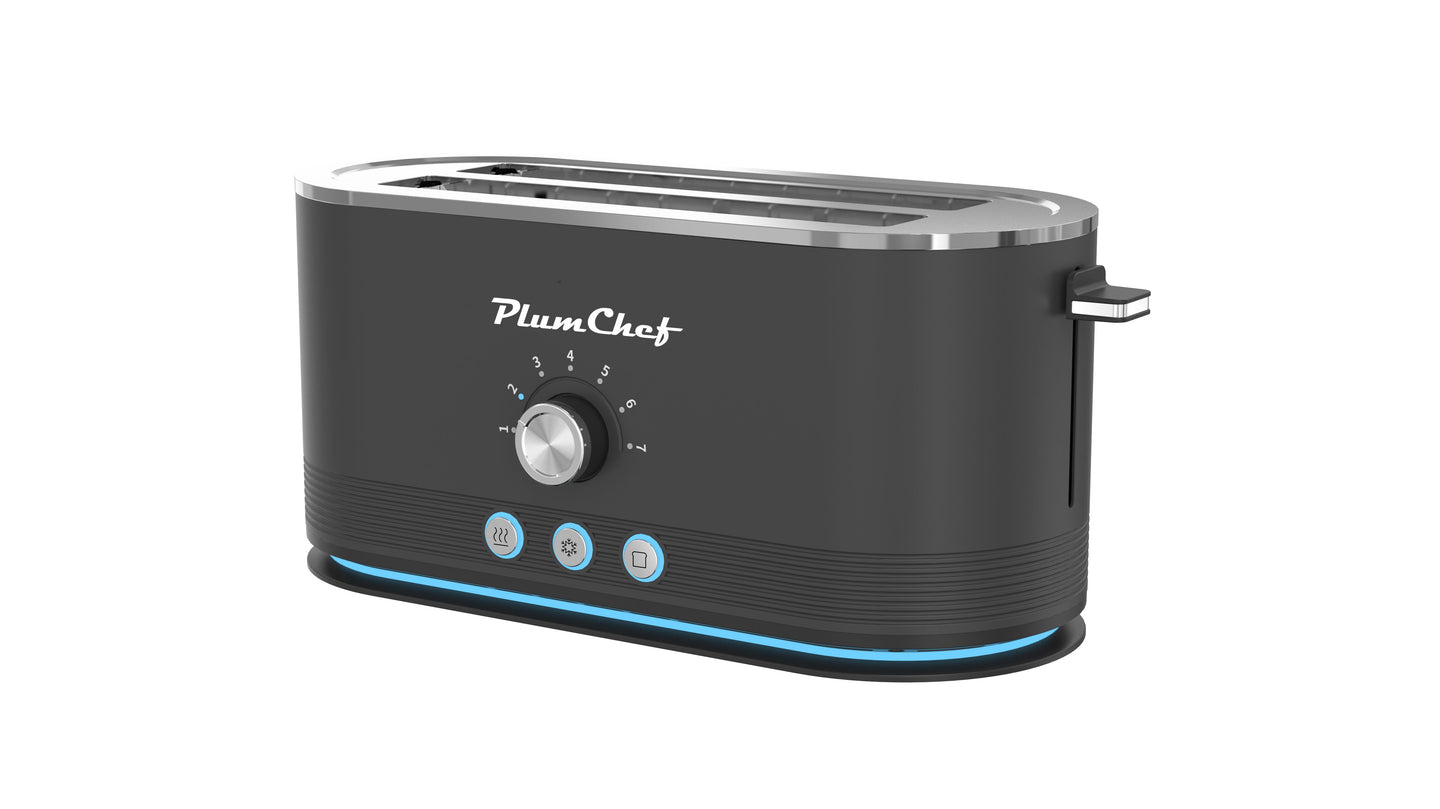 4-Slice Toaster, 7 Browning Settings, Defrost/Reheat Functions, Removable Crumb Tray, Full body Stainless Steel Housing, Anti-Fingerprint, Anti-Jam, 1350W, Black