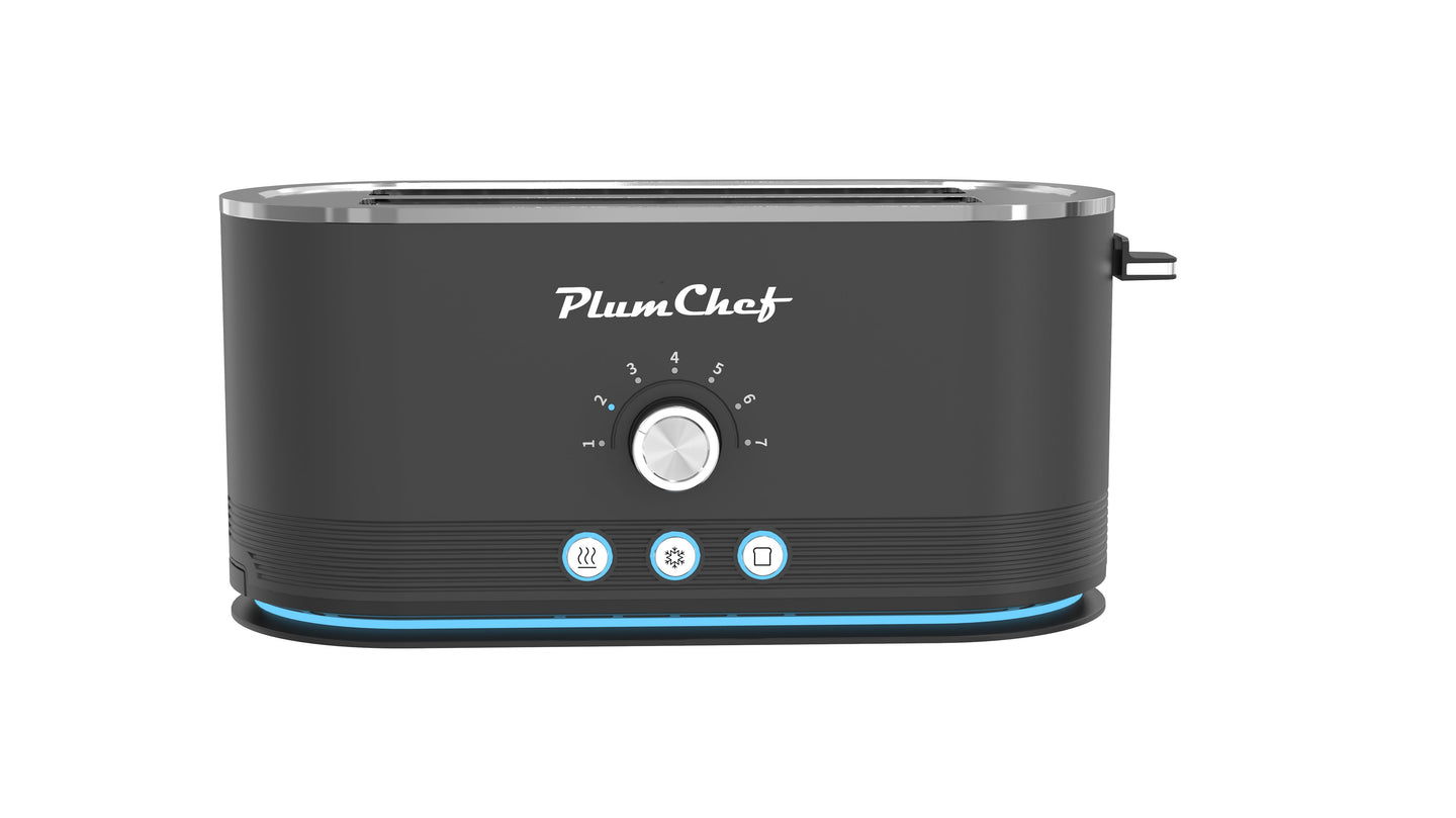 4-Slice Toaster, 7 Browning Settings, Defrost/Reheat Functions, Removable Crumb Tray, Full body Stainless Steel Housing, Anti-Fingerprint, Anti-Jam, 1350W, Black