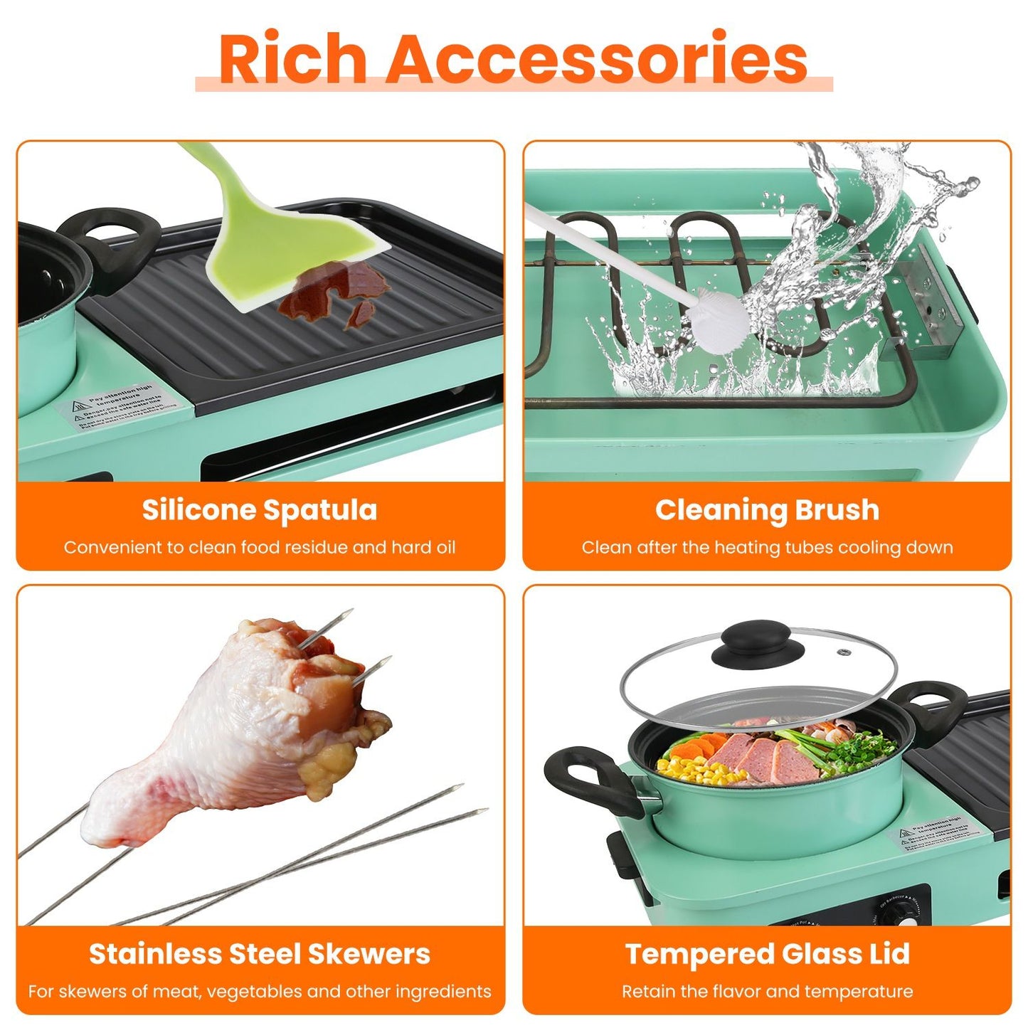 1600W Electric Hot Pot with Grill, 3-in-1 Smokeless Raclette BBQ, Nonstick Removable Plate, Dual Temp Control