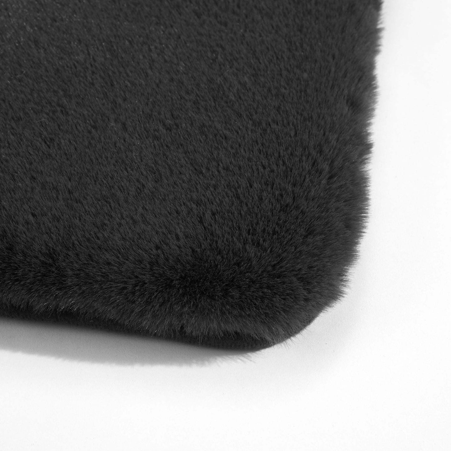 2 Piece Gray Faux Rabbit Fur Bath Rug Set, 17" x 24 & 20" x 30"