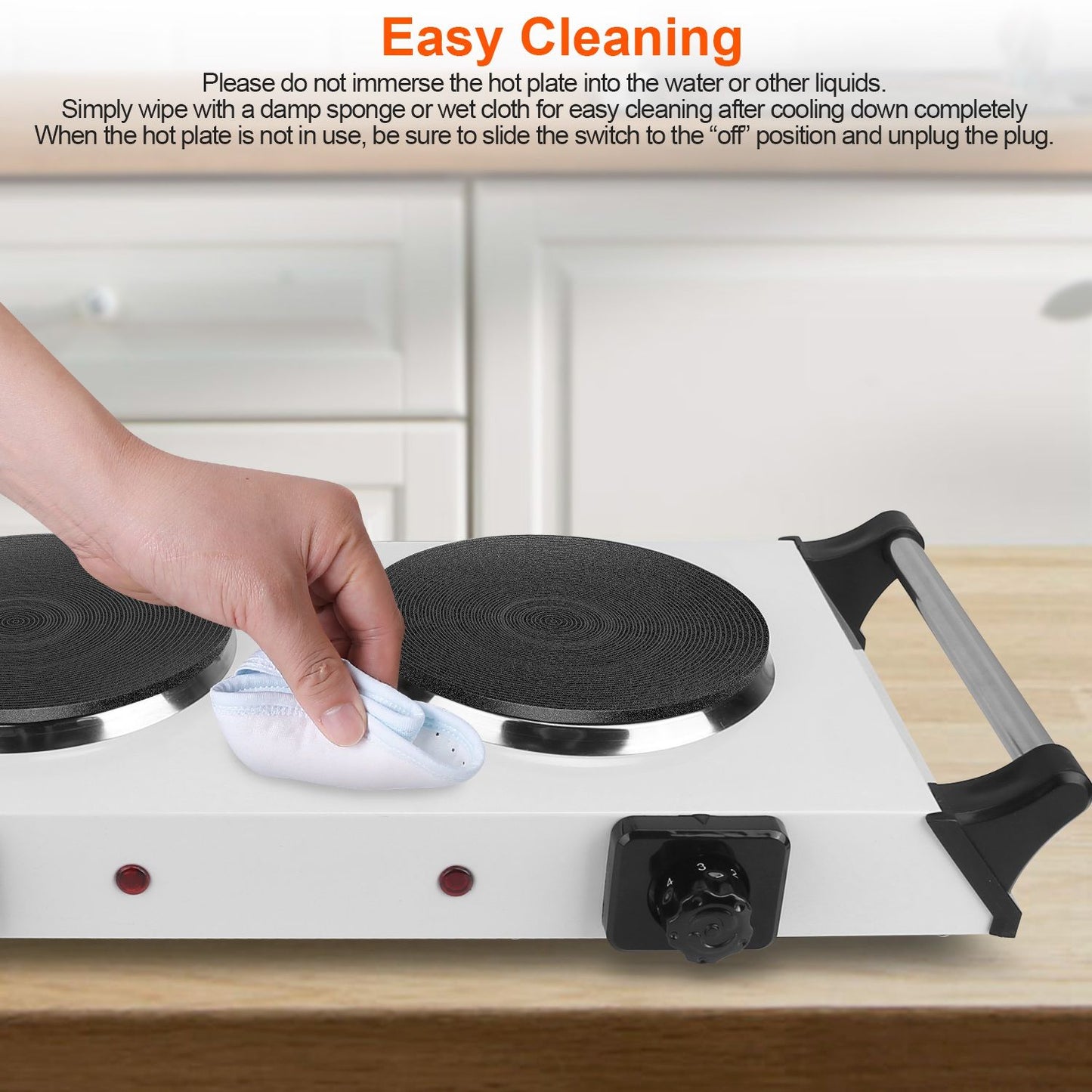 Portable Dual Burner Electric Stove, 2000W, 5 Heat Levels, Easy Clean