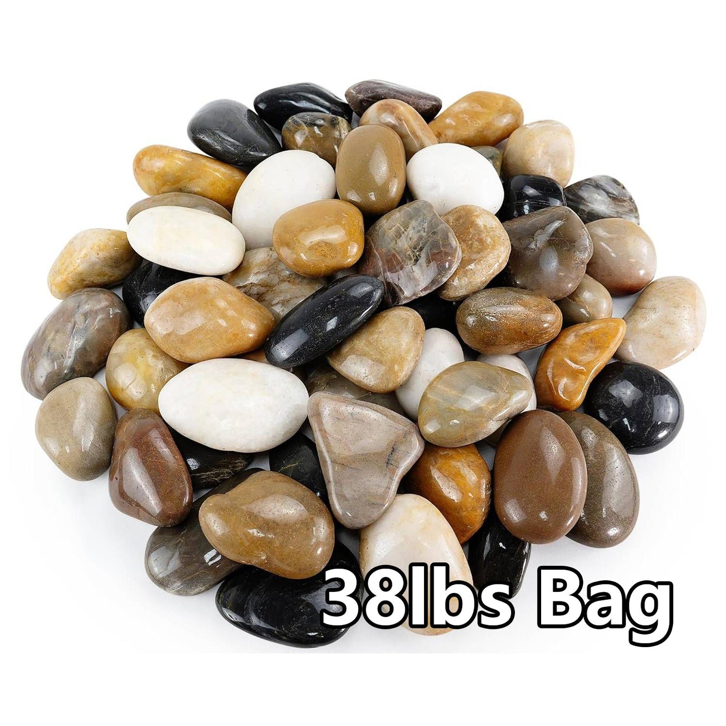 38lbs Mixed Color Pebbles for Plants, 2-3 Inch High Polished Natural Large River Rocks for Landscaping, Decorative Stones Vase Filler Fish Tank Aquariums Garden Outdoor and Indoor DIY
