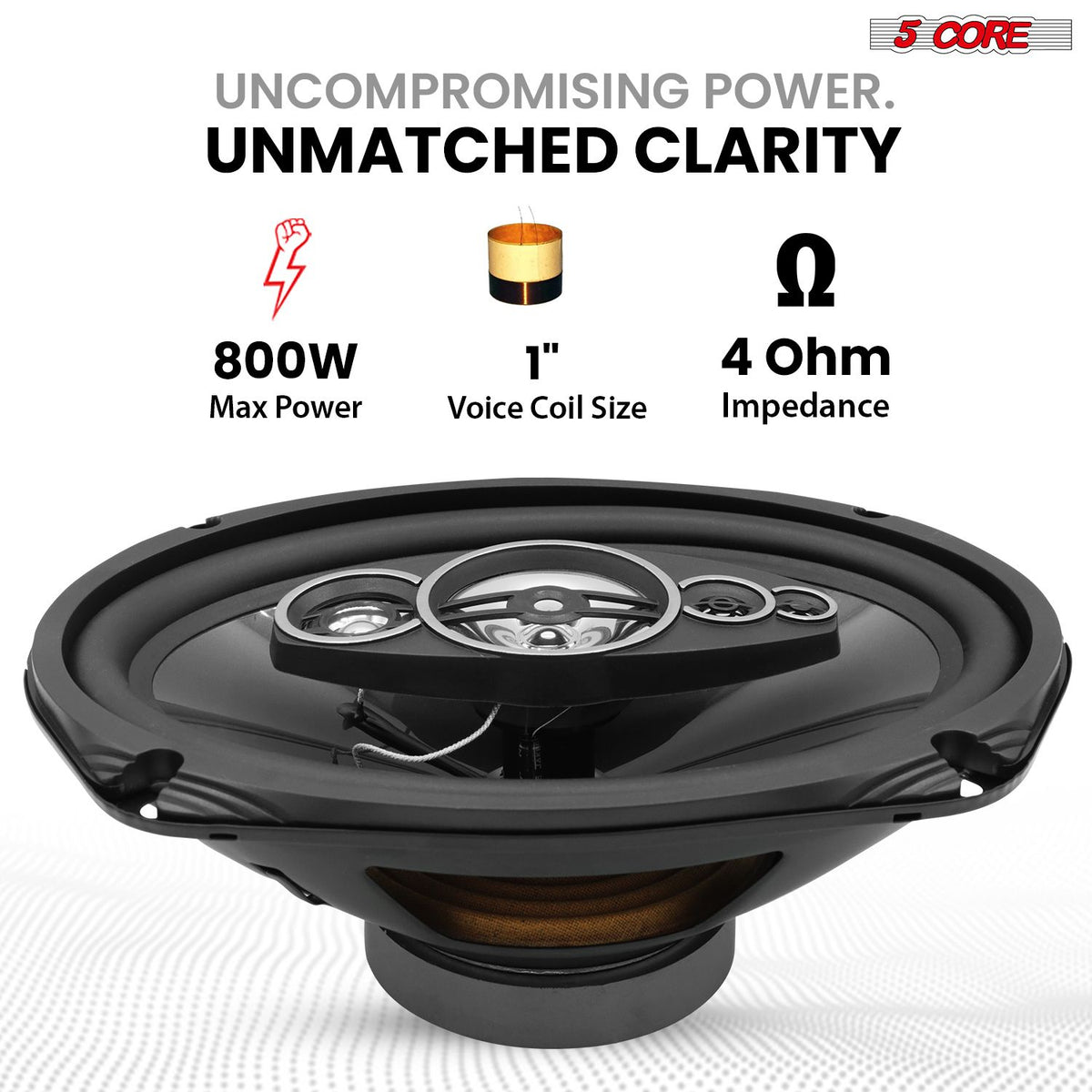 6x9 Car Speakers 800W 4Ω 2-Way Coaxial with Super Tweeter – Clear Sound & Deep Bass