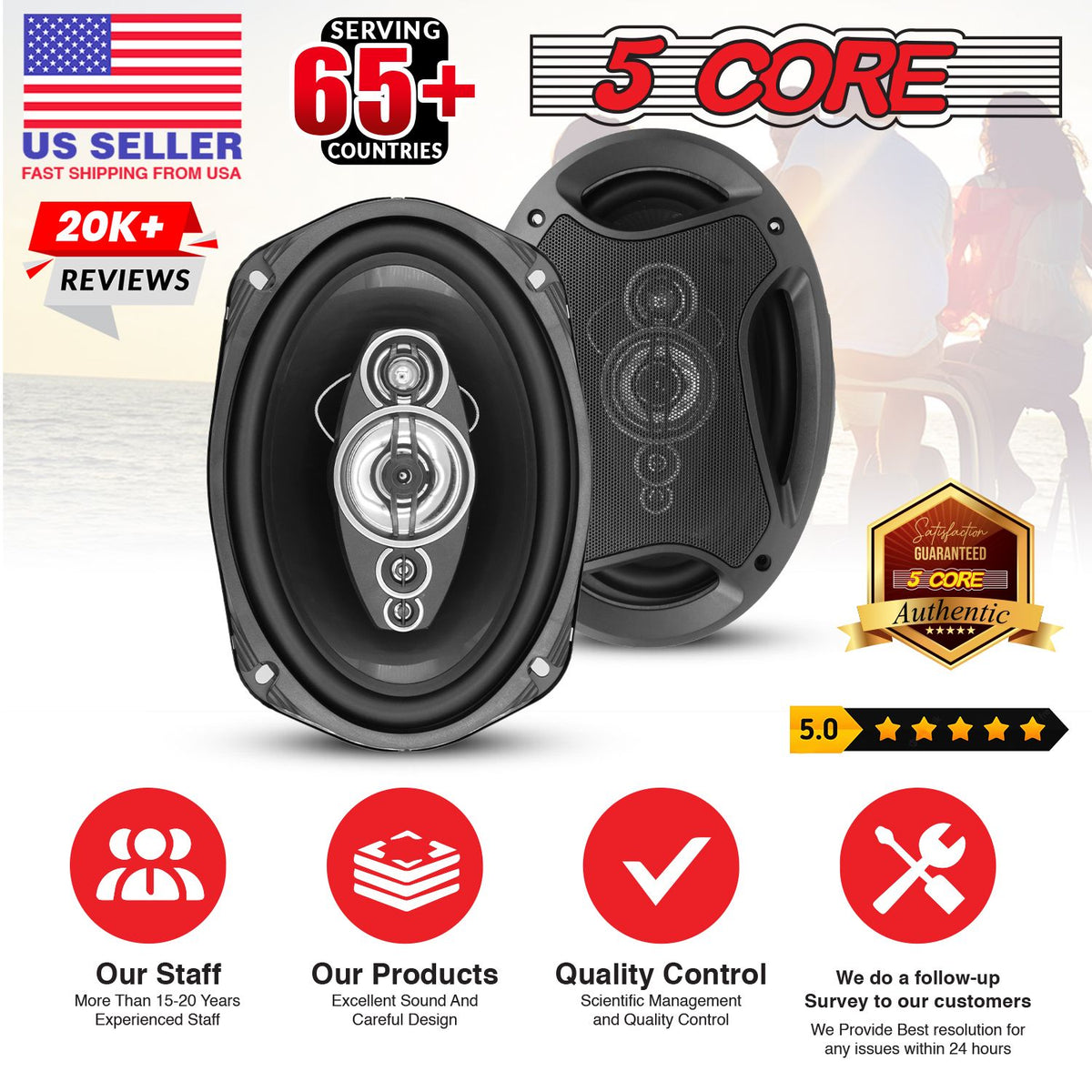 6x9 Car Speakers 800W 4Ω 2-Way Coaxial with Super Tweeter – Clear Sound & Deep Bass