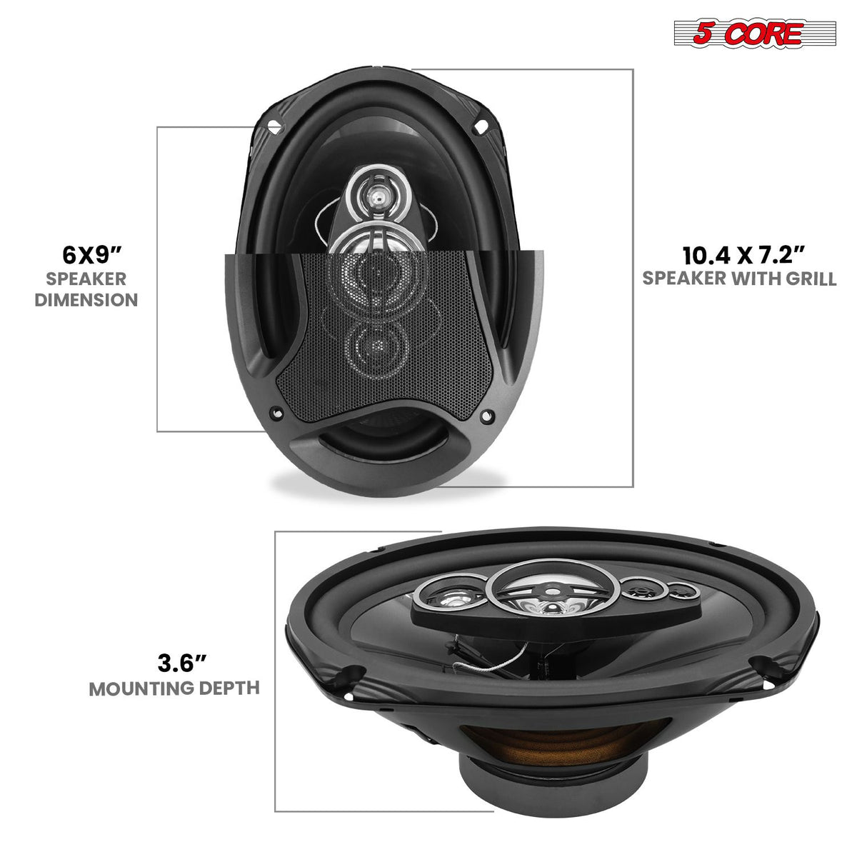 6x9 Car Speakers 800W 4Ω 2-Way Coaxial with Super Tweeter – Clear Sound & Deep Bass