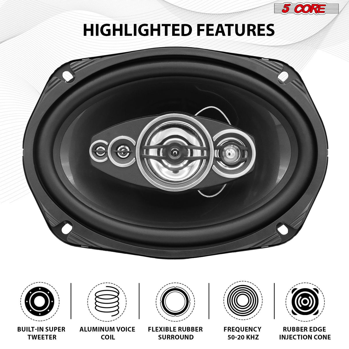 6x9 Car Speakers 800W 4Ω 2-Way Coaxial with Super Tweeter – Clear Sound & Deep Bass