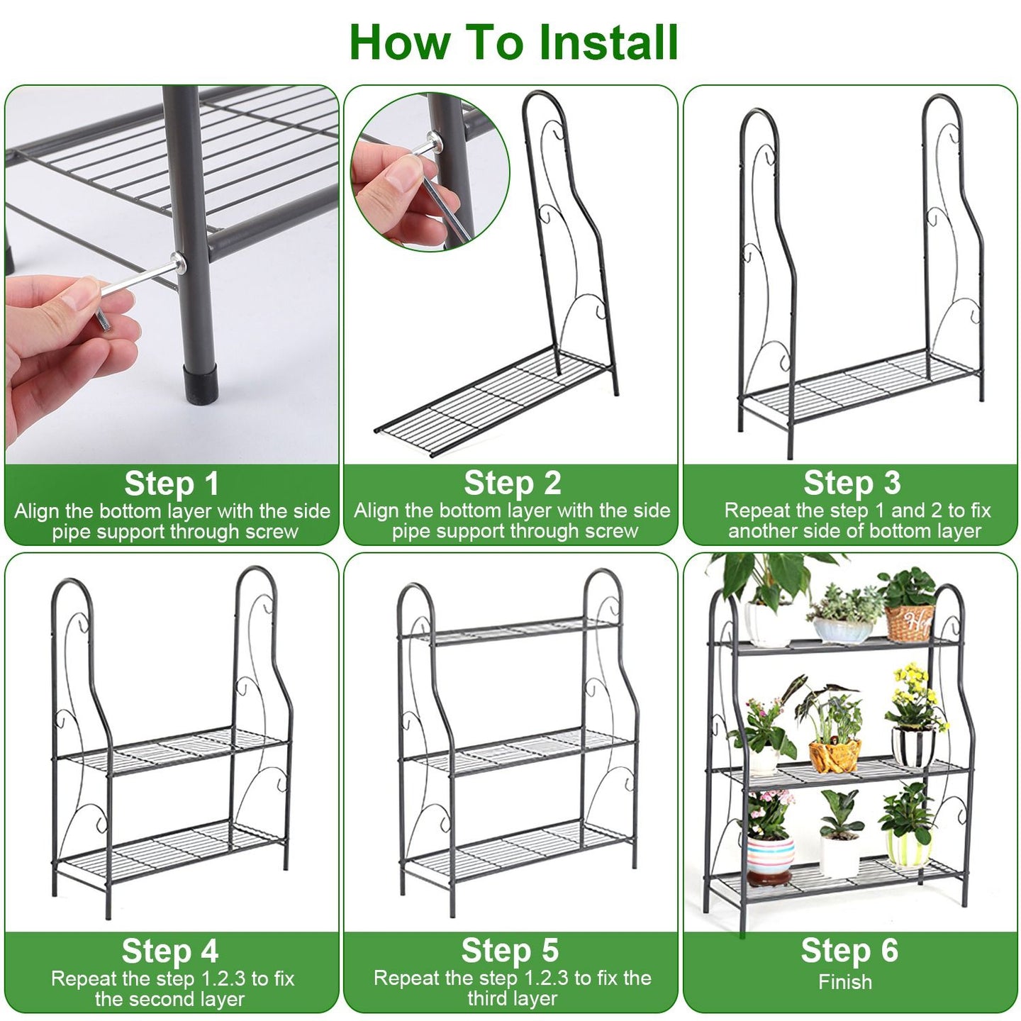 3-Tier Metal Plant Stand & 88lb Capacity Outdoor Display Rack
