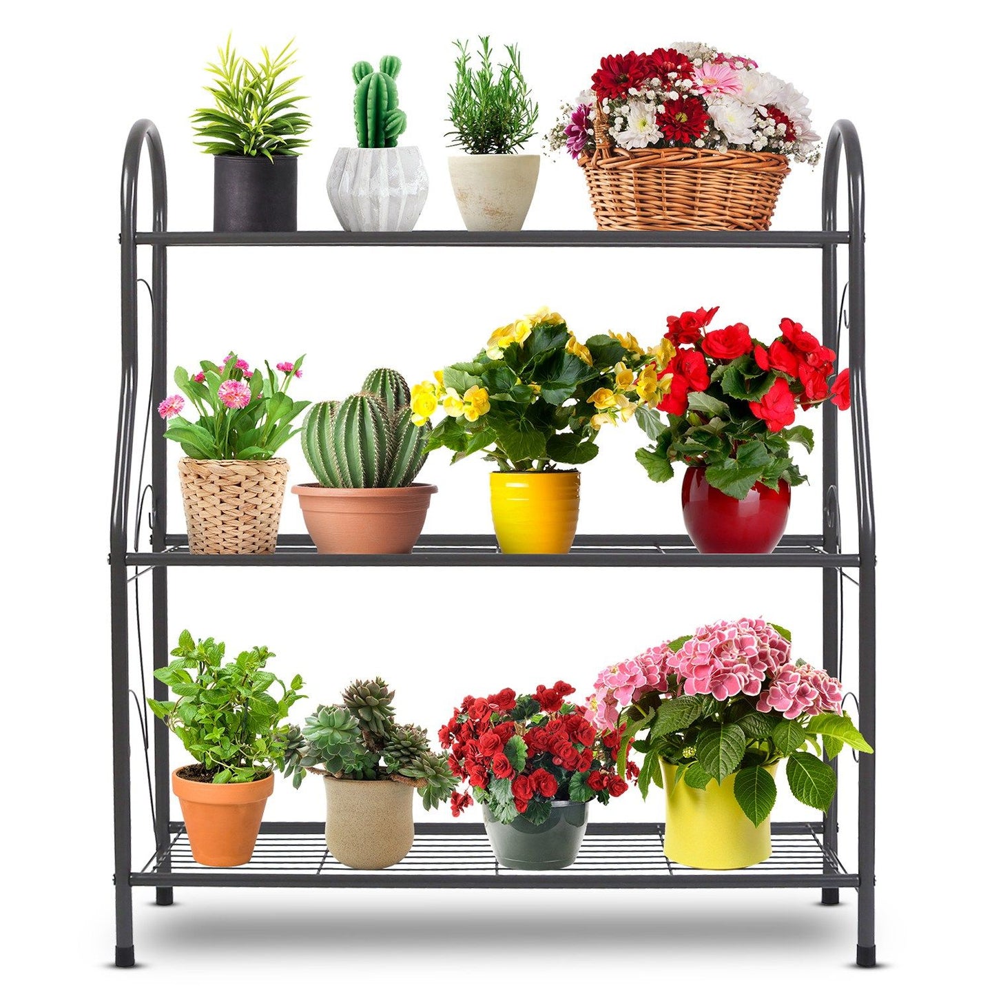 3-Tier Metal Plant Stand & 88lb Capacity Outdoor Display Rack