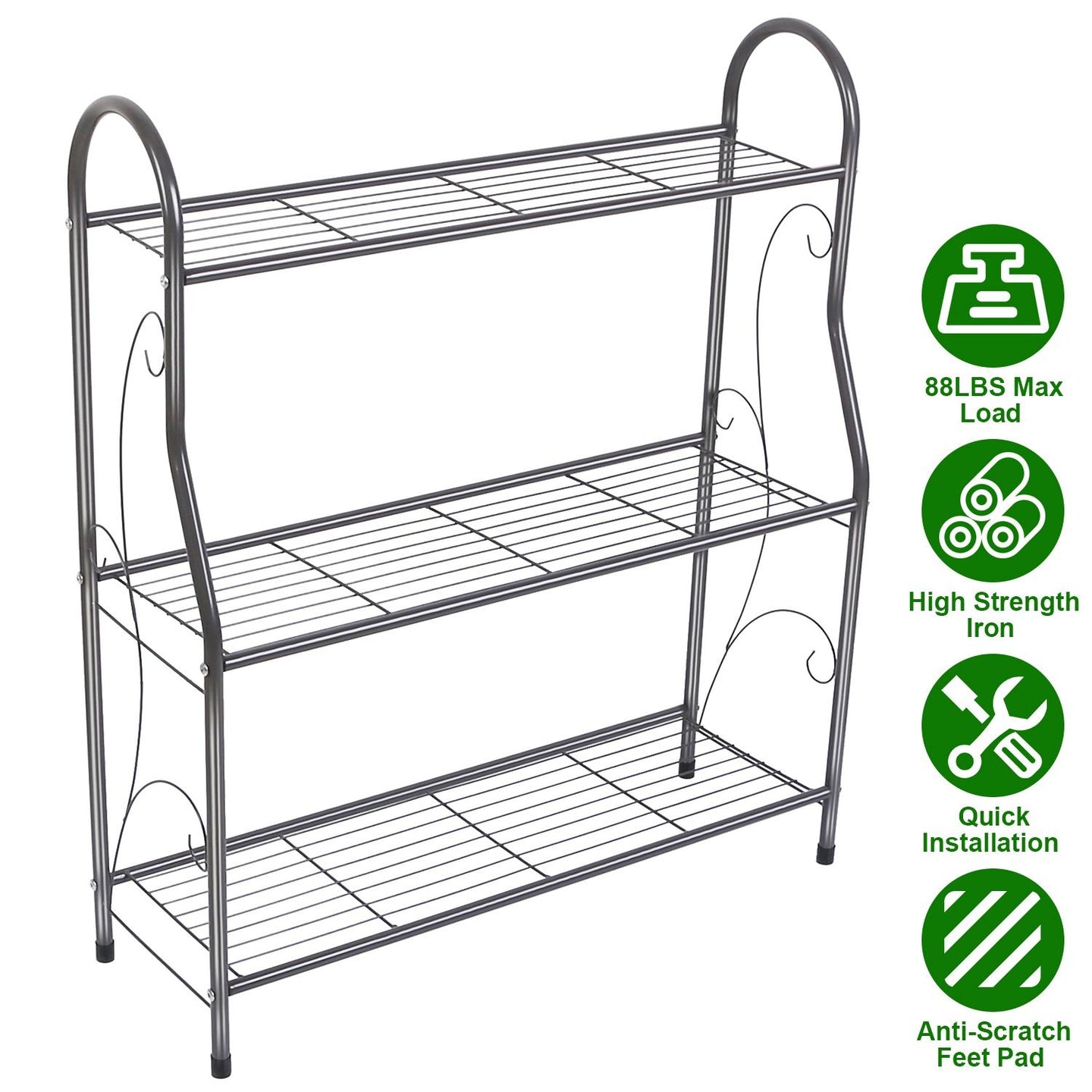 3-Tier Metal Plant Stand & 88lb Capacity Outdoor Display Rack