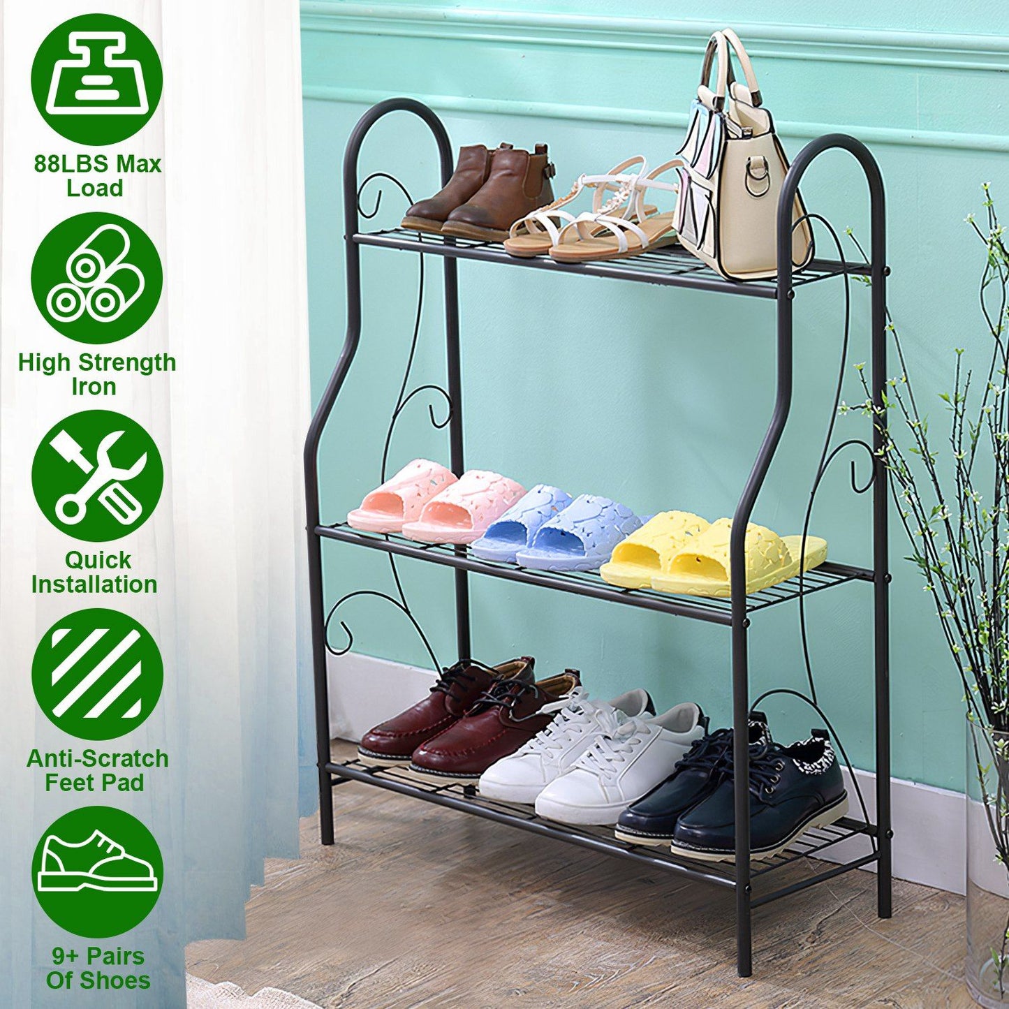 3-Tier Metal Plant Stand & 88lb Capacity Outdoor Display Rack