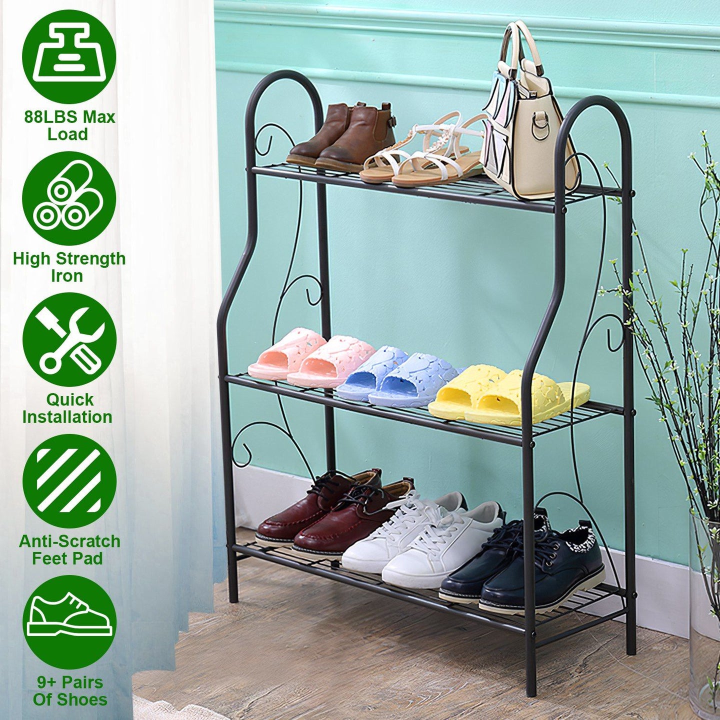 3-Tier Metal Plant Stand & 88lb Capacity Outdoor Display Rack