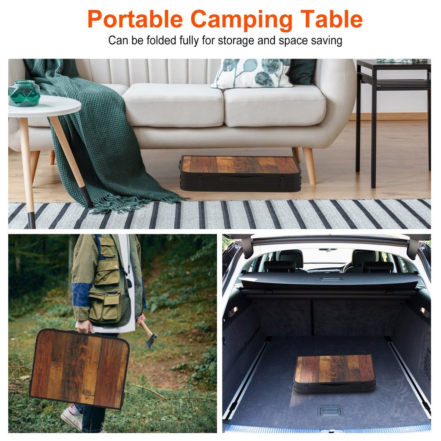 Foldable Camping Table 35" Aluminum BBQ Picnic Stand, Adjustable Height, 66 lbs