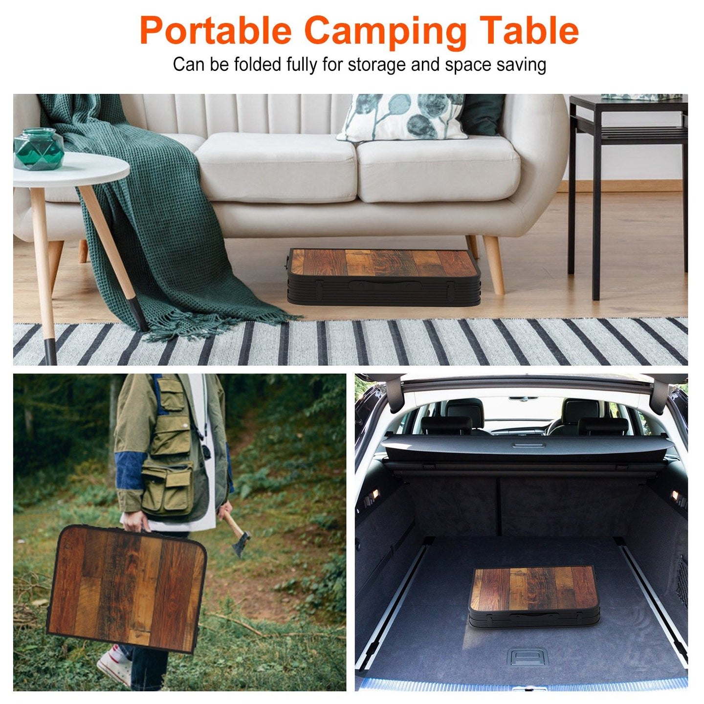 Foldable Camping Table 35" Aluminum BBQ Picnic Stand, Adjustable Height, 66 lbs