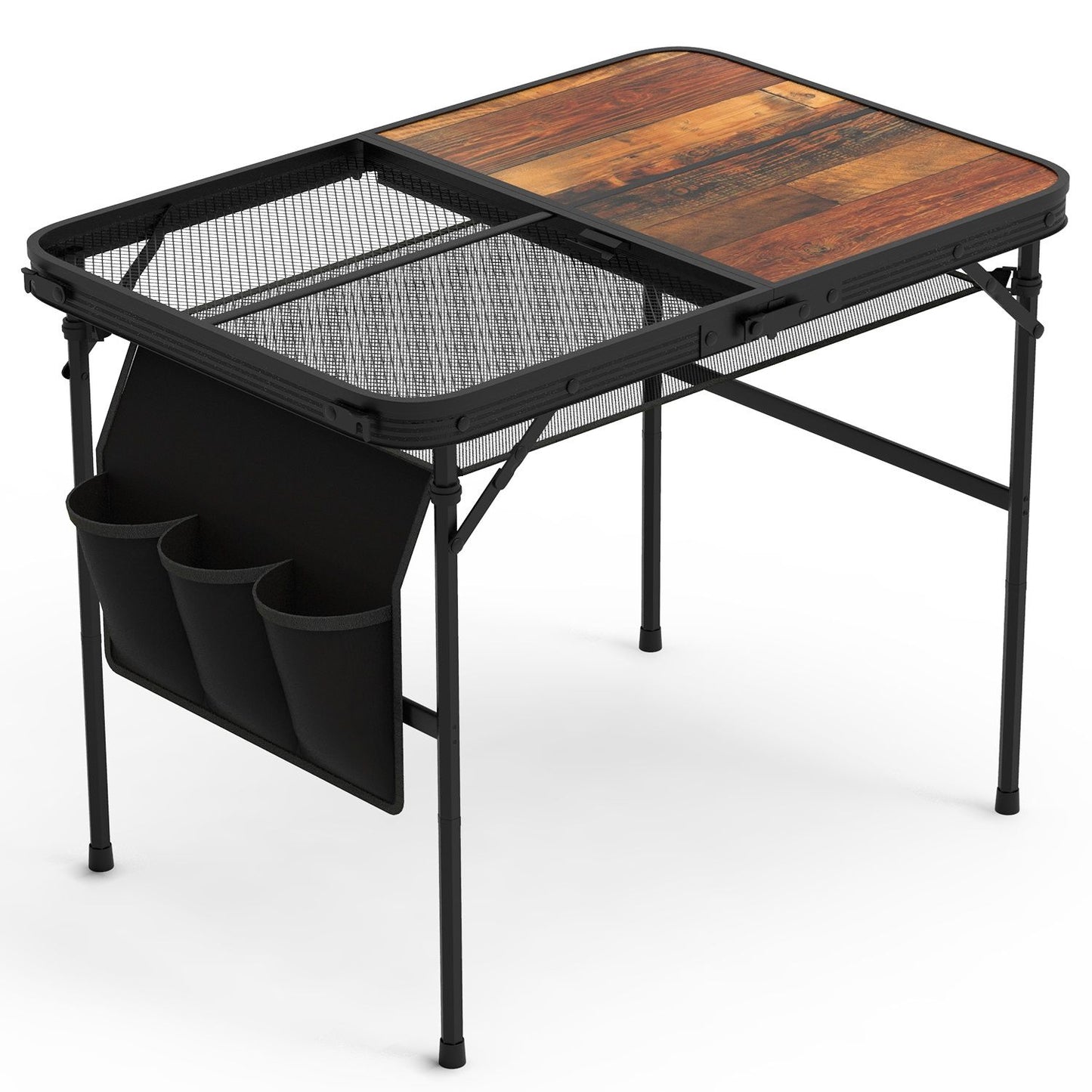 Foldable Camping Table 35" Aluminum BBQ Picnic Stand, Adjustable Height, 66 lbs