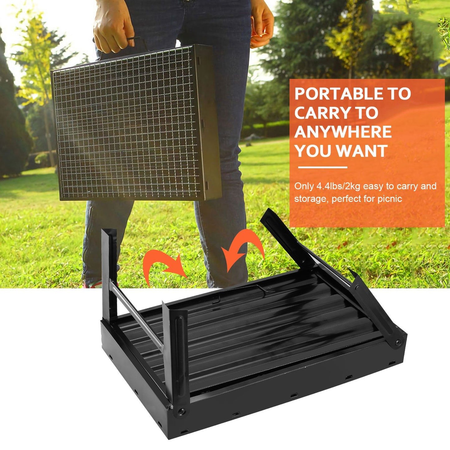 Portable Foldable Charcoal BBQ Grill for Camping & Picnics