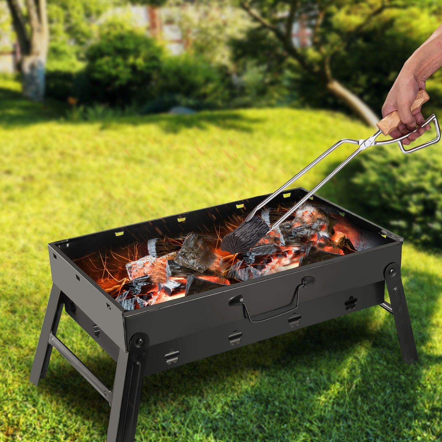 Portable Foldable Charcoal BBQ Grill for Camping & Picnics