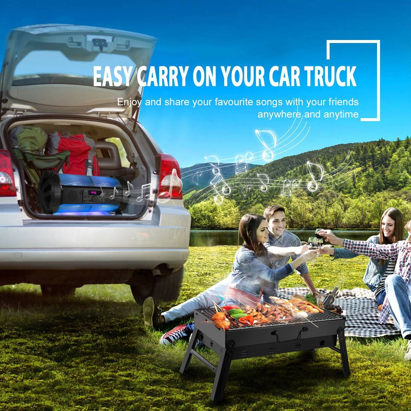 Portable Foldable Charcoal BBQ Grill for Camping & Picnics