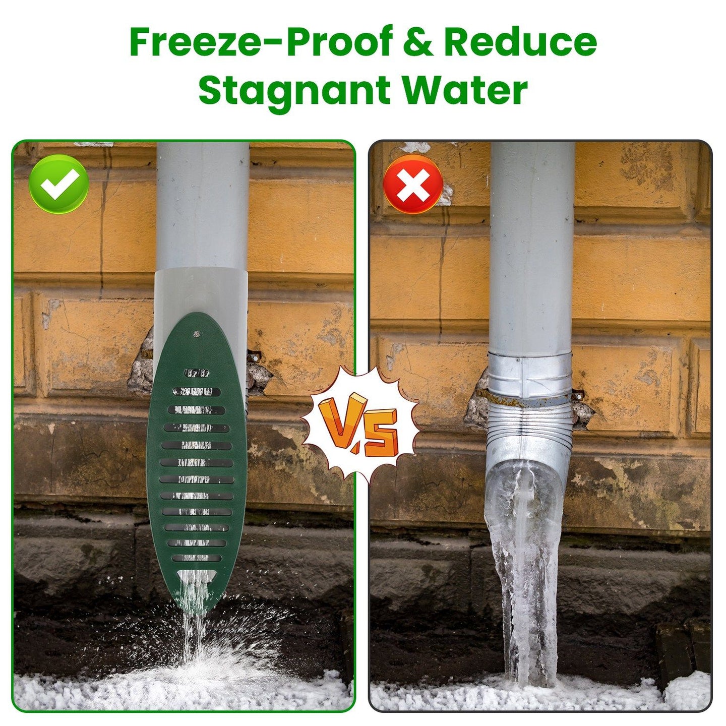 4" Green Angled Yard Drain Emitter with Sloped Grate