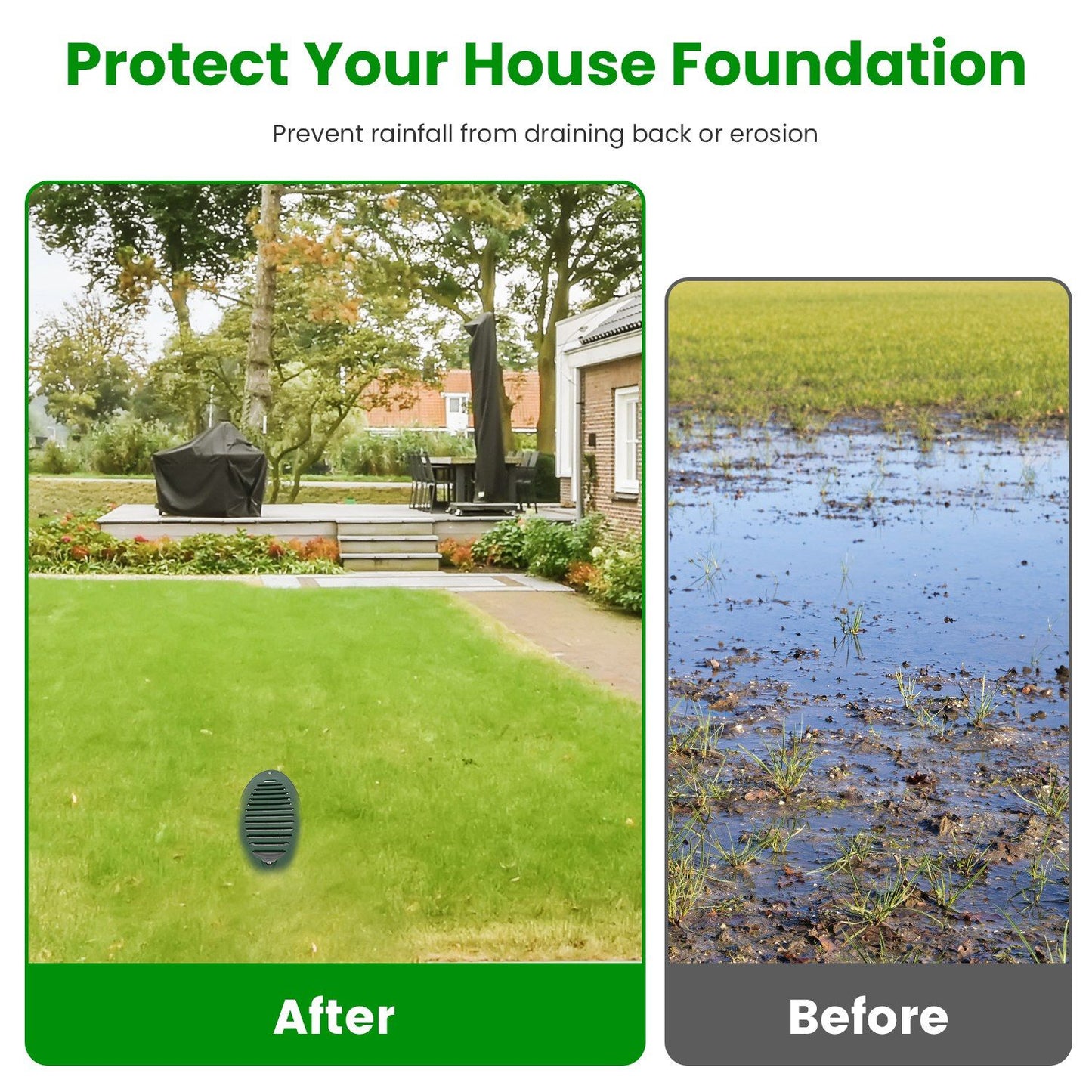 4" Green Angled Yard Drain Emitter with Sloped Grate