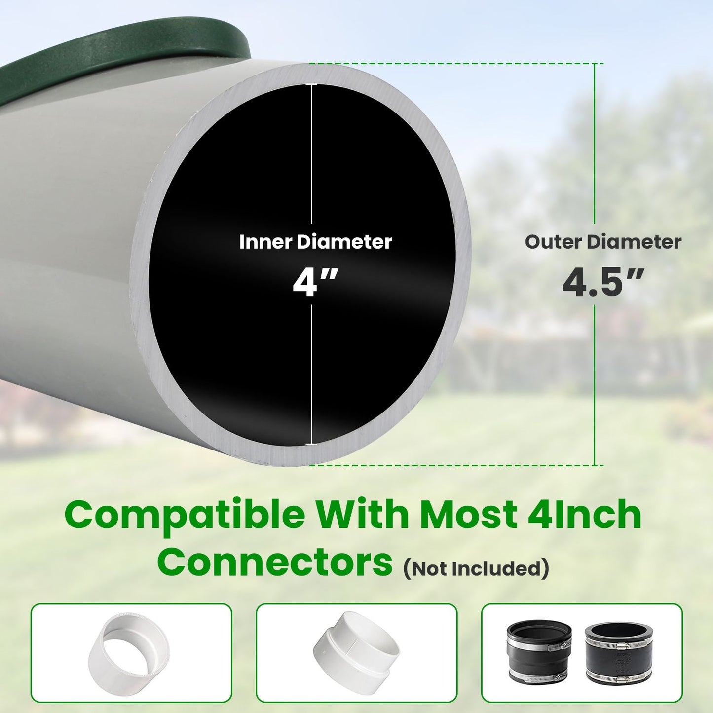 4" Green Angled Yard Drain Emitter with Sloped Grate