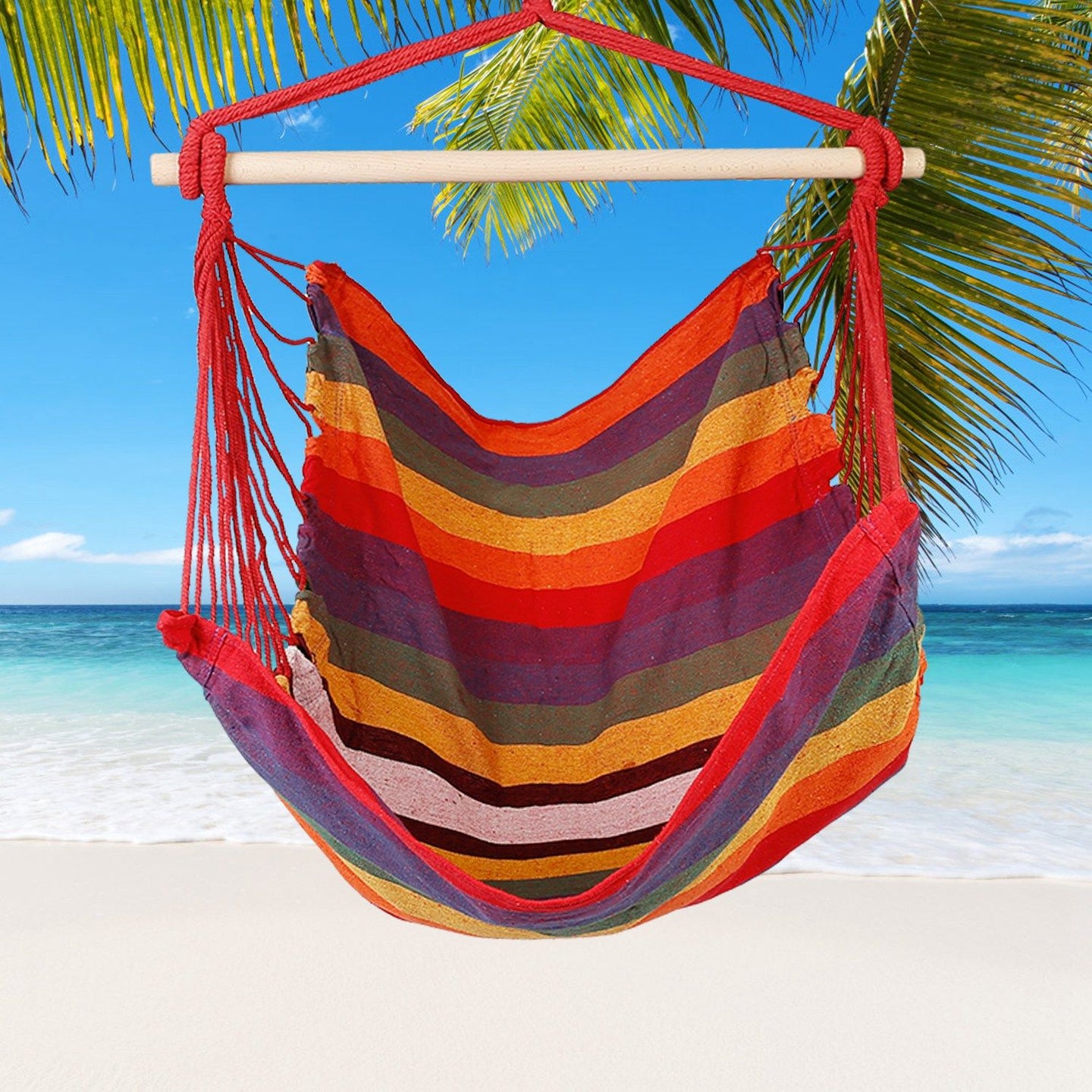 Hammock Chair Swing with Pillows - Portable Canvas Porch Swing & Hanging Seat