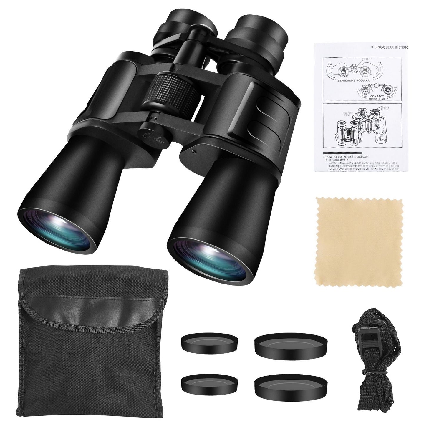 10–180x100 High Power Binoculars 8–24x Zoom, 50mm Lens, Low Light, Wide View w/ Case