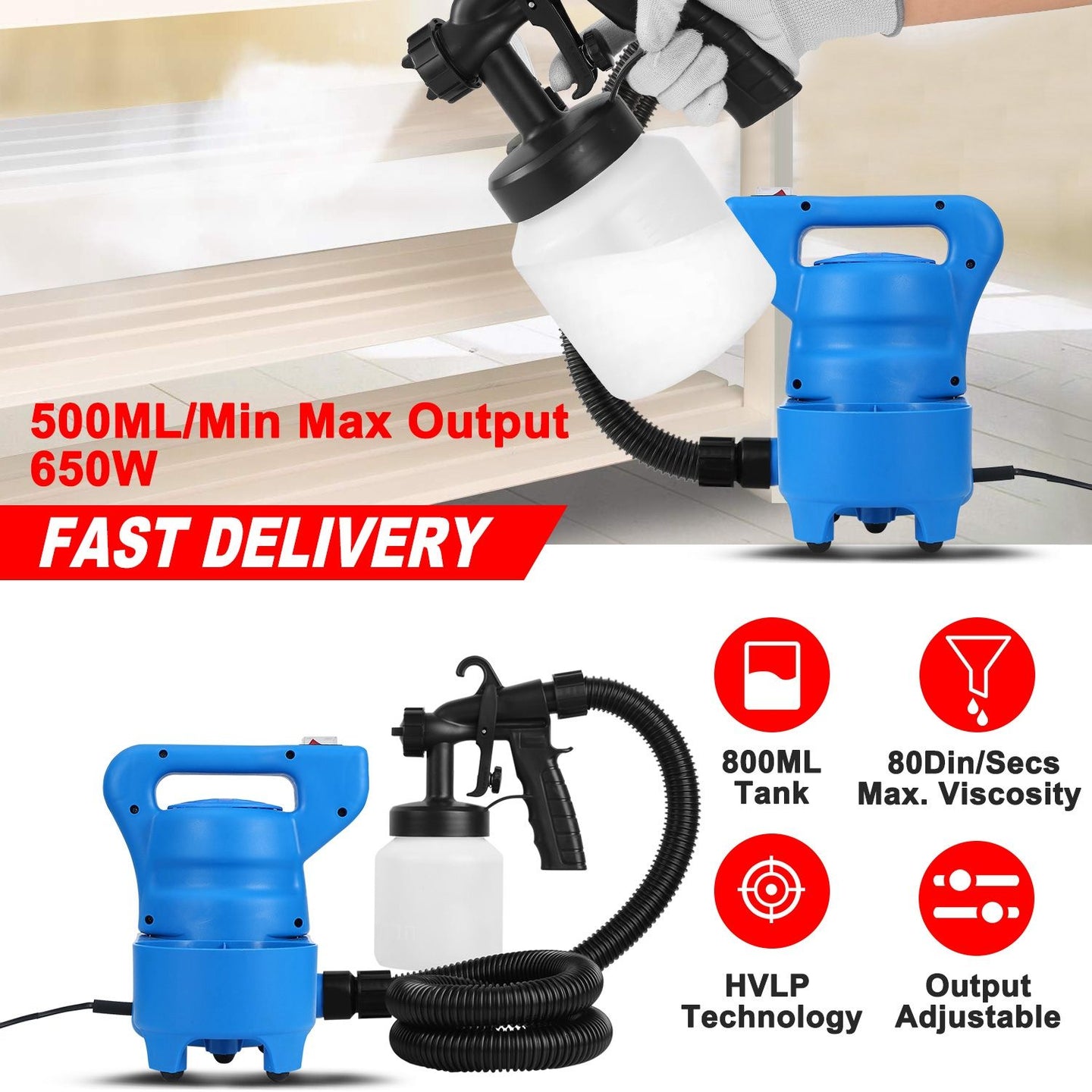 HVLP Paint Sprayer – 3 Spray Patterns for Home & Furniture DIY Painting