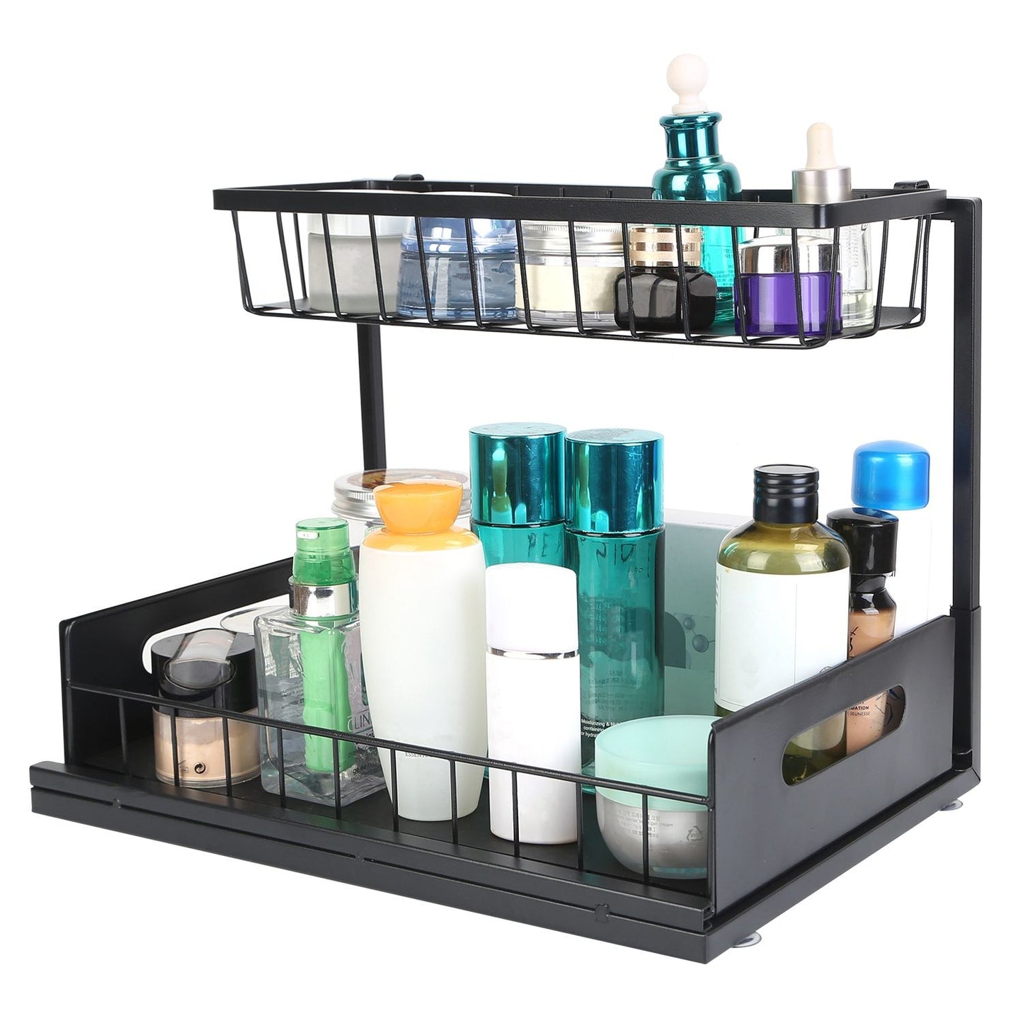 2-Tier Under Sink Organizer: Pull-Out Metal Storage Shelf for Kitchen & Bathroom