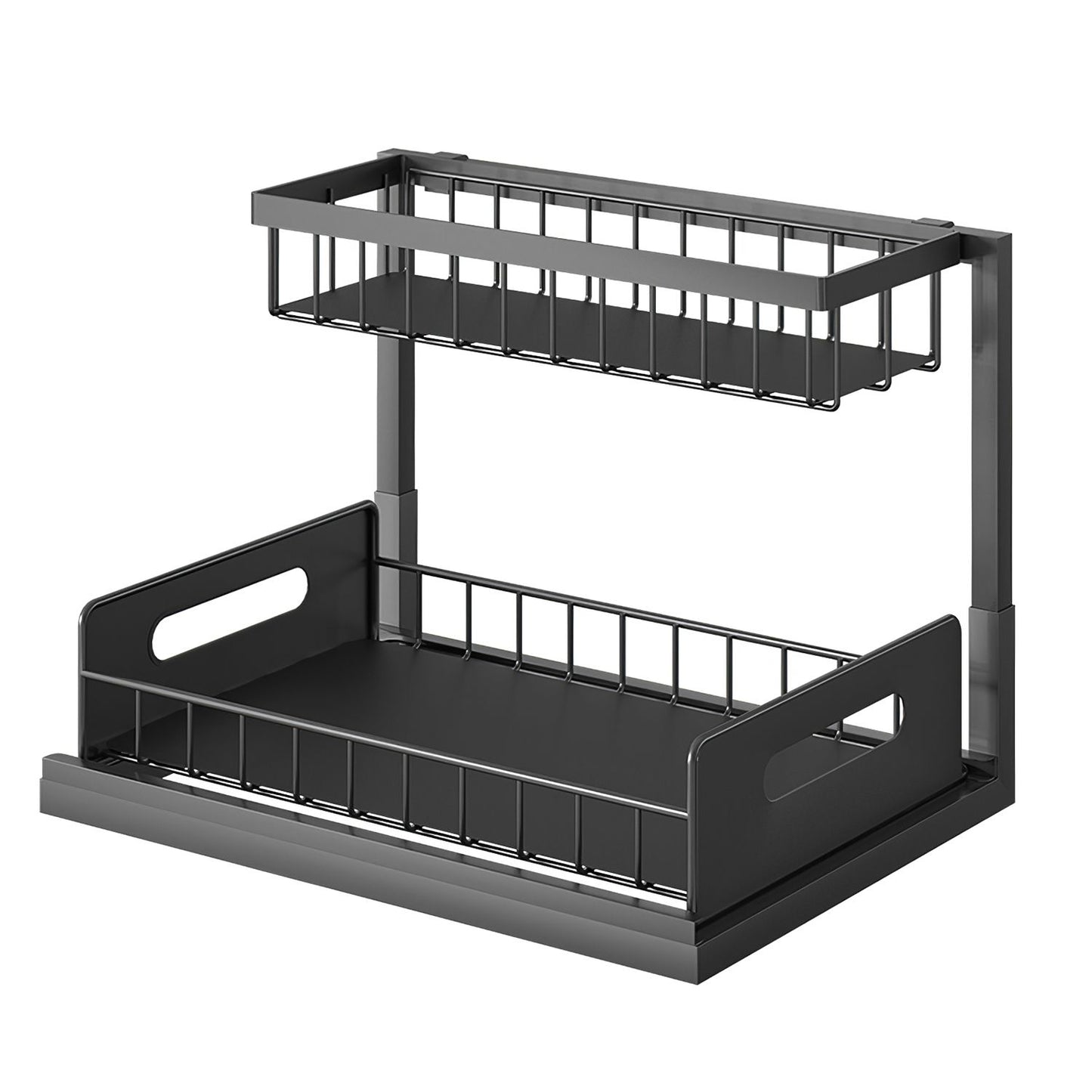 2-Tier Under Sink Organizer: Pull-Out Metal Storage Shelf for Kitchen & Bathroom