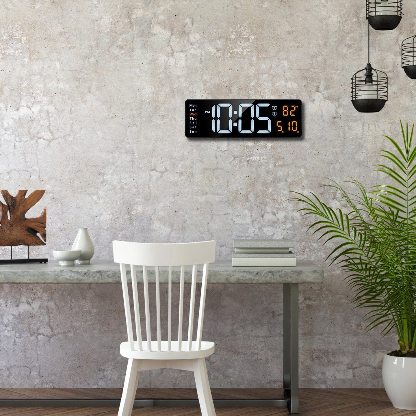 15.7" Large LED Digital Wall Clock with Remote & Auto-Dimming