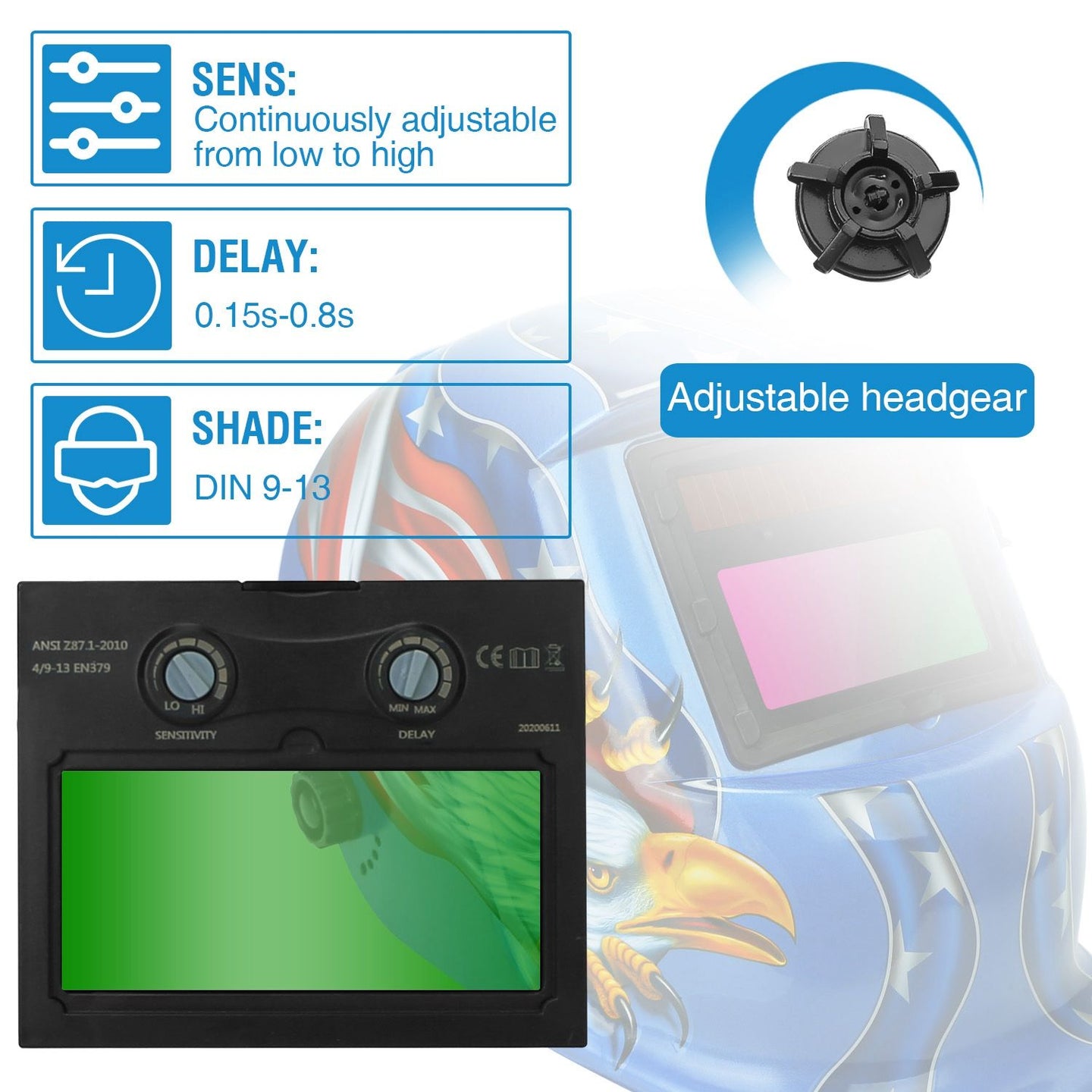 True Color Auto Darkening Welding Helmet - Solar Powered Mask for MIG/TIG/Arc & Grinding