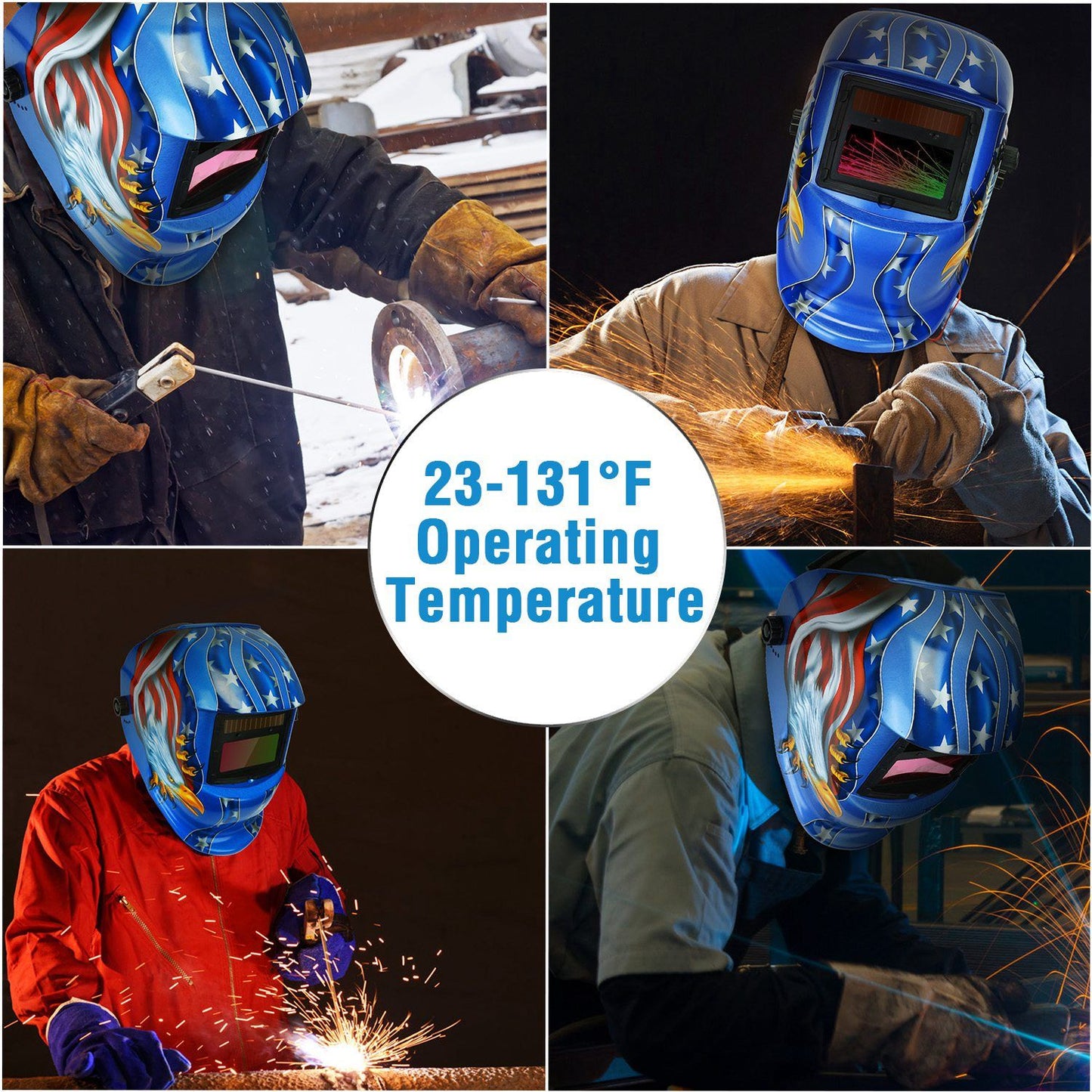 True Color Auto Darkening Welding Helmet - Solar Powered Mask for MIG/TIG/Arc & Grinding