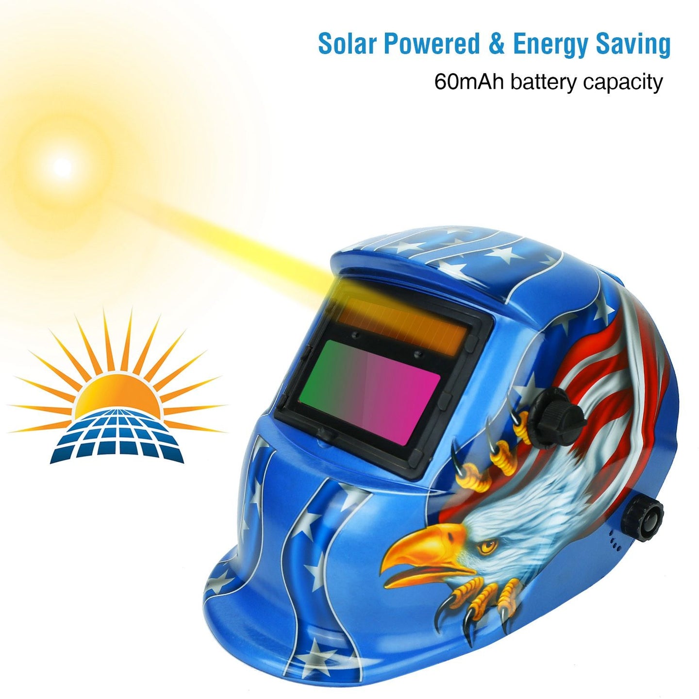 True Color Auto Darkening Welding Helmet - Solar Powered Mask for MIG/TIG/Arc & Grinding