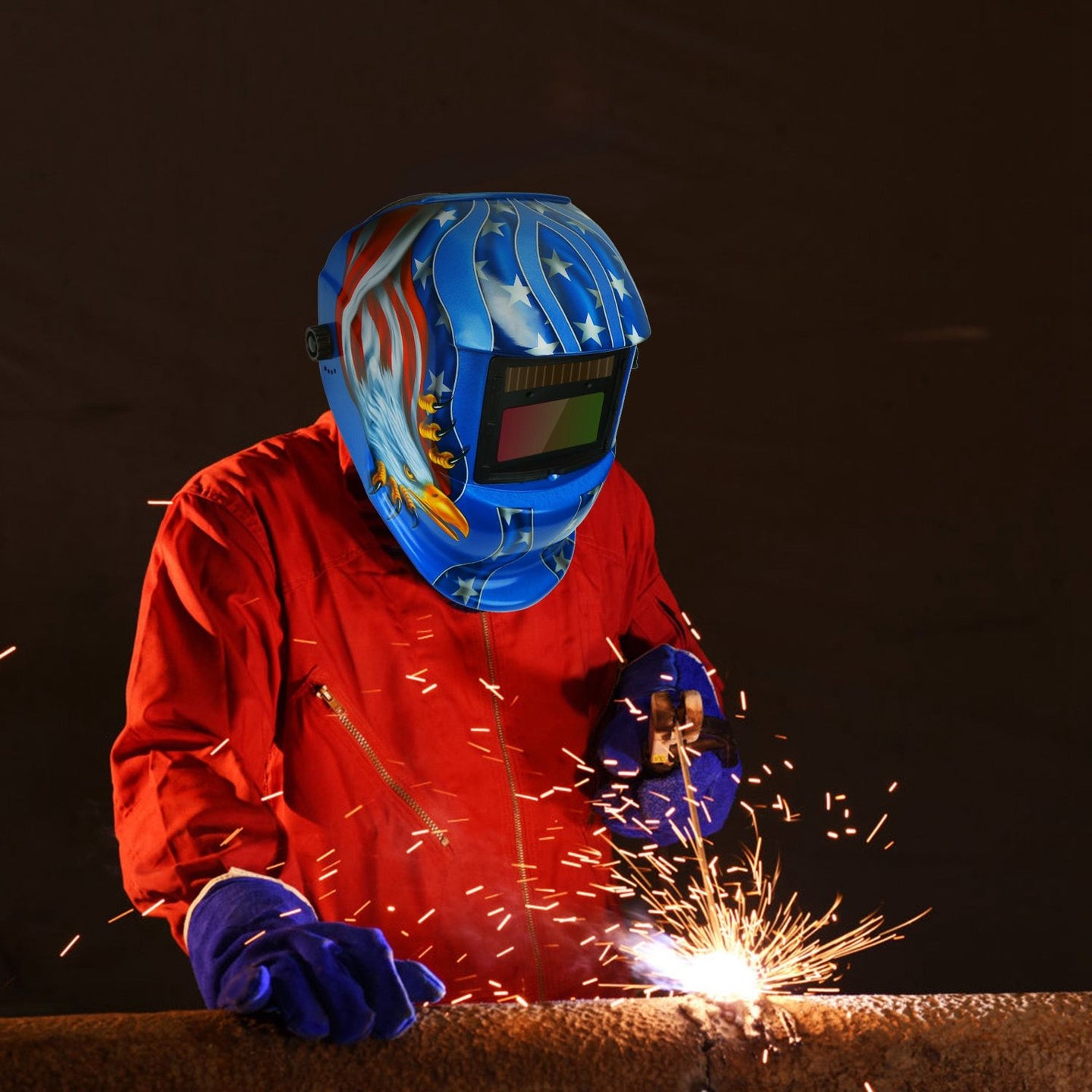 True Color Auto Darkening Welding Helmet - Solar Powered Mask for MIG/TIG/Arc & Grinding