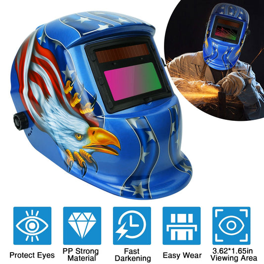 True Color Auto Darkening Welding Helmet - Solar Powered Mask for MIG/TIG/Arc & Grinding
