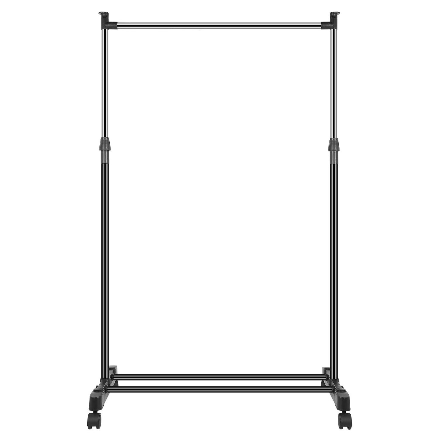 Adjustable Rolling Garment Rack with Bottom Shoe Shelf - 33lb Capacity