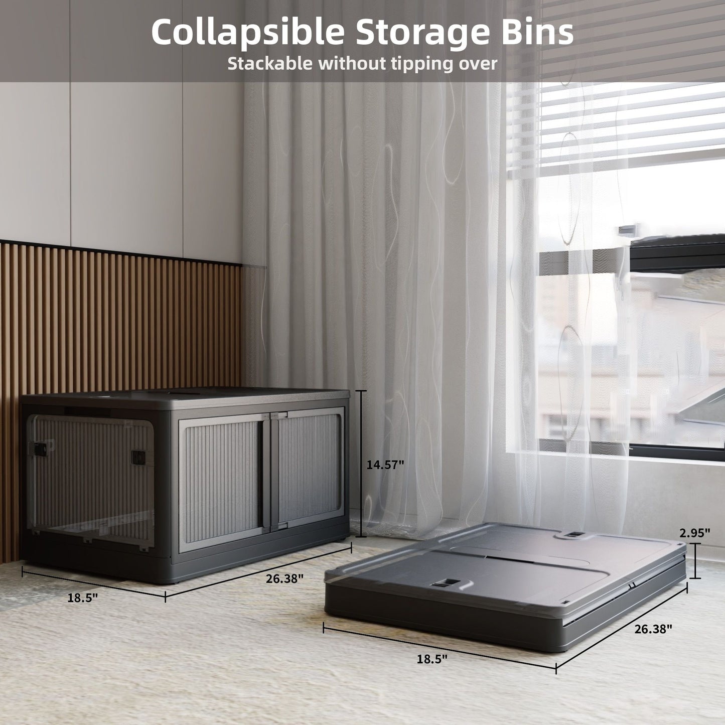 506QT 4-Pack Stackable Storage Bins with Wheels, Clear Folding Closet Organizers