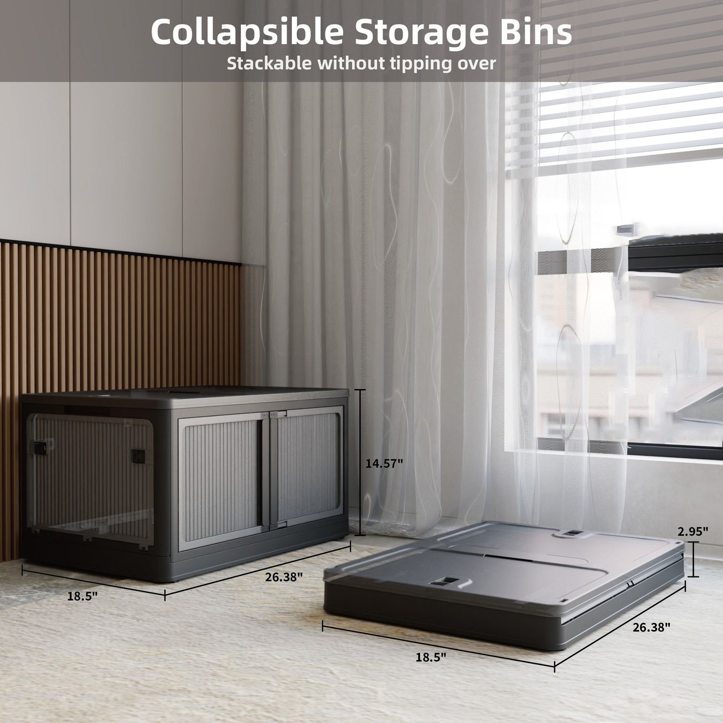506QT 4-Pack Stackable Storage Bins with Wheels, Clear Folding Closet Organizers