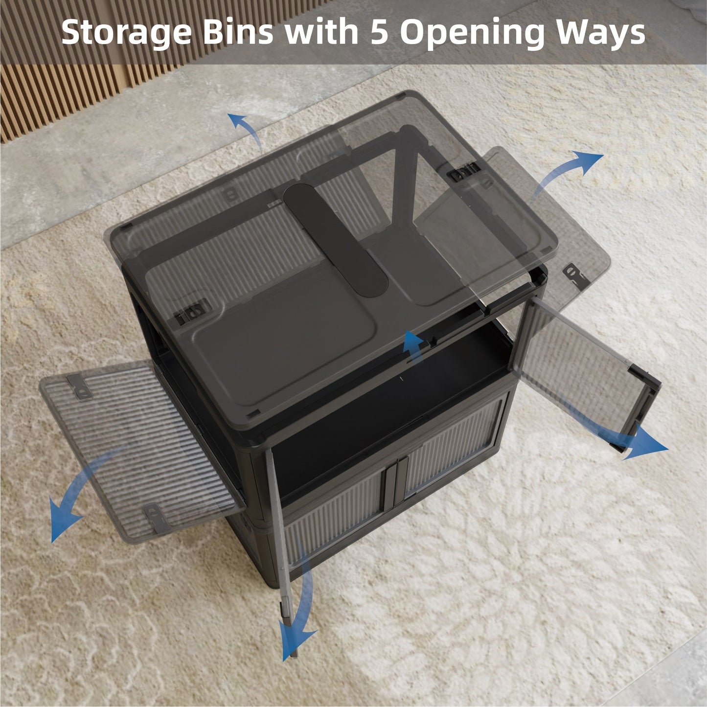 506QT 4-Pack Stackable Storage Bins with Wheels, Clear Folding Closet Organizers