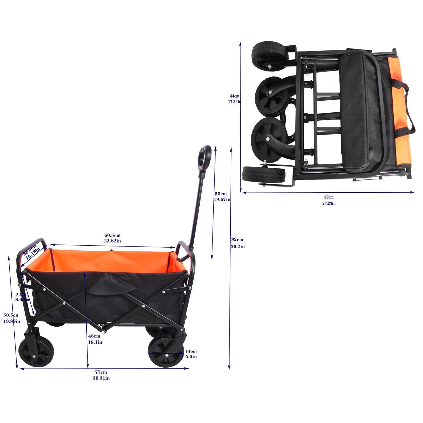 Folding Wagon Garden Shopping Beach Cart (black+yellow)